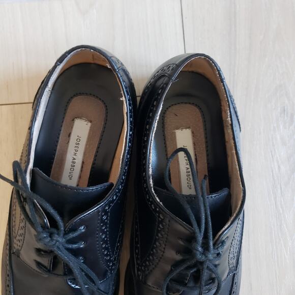 Joseph Abboud Shoes Wingtip Brogue Oxford Mens 11D Black Italian Leather Dress - Picture 10 of 13